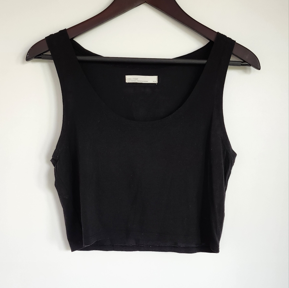 Oak + Fort Black Crop Tank Top